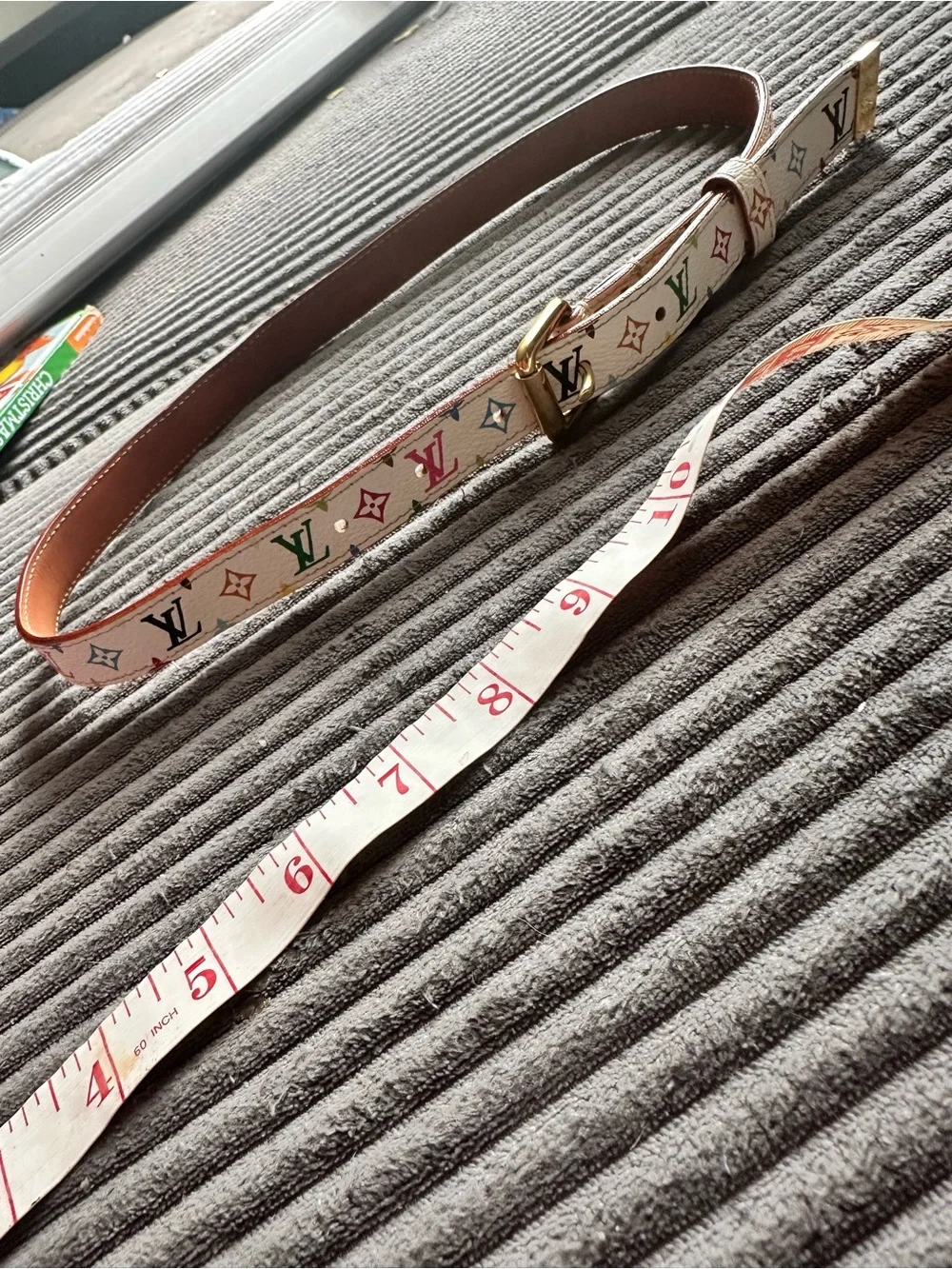Authentic Louis Vuitton x Murakami Multicolor Monogram Belt Gold-Tone Buckle